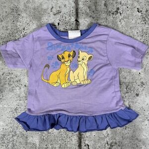 Vintage Disney Lion King Shirt Girls 4T Purple Simba Nala Ruffle Graphic 90s
